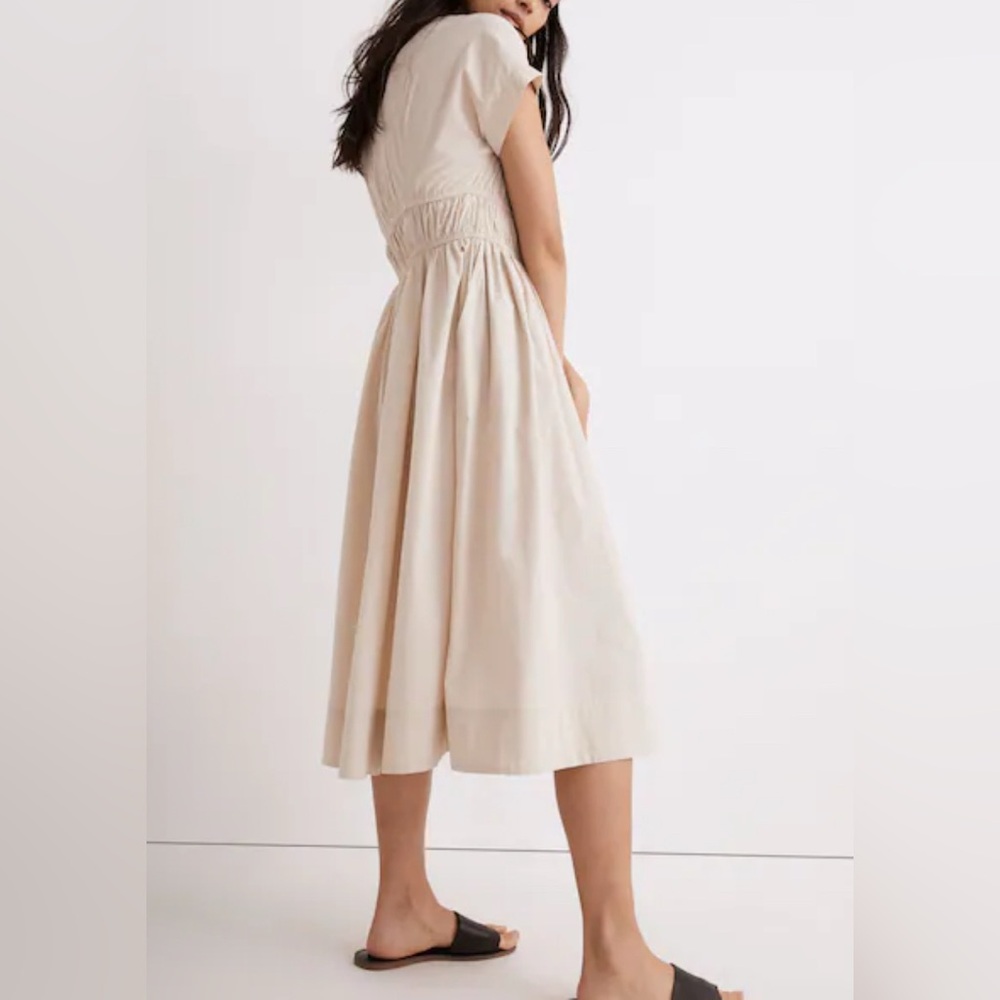 NWT Madewell Poplin Sophia Button-Front Midi  Neutral Dress, NH564, Size Medium - Picture 6 of 16